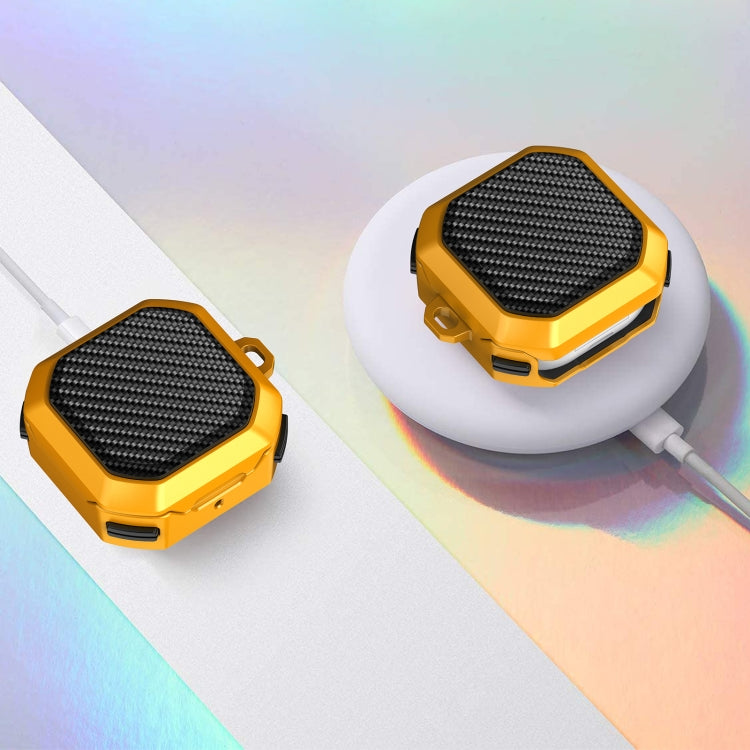 For Samsung Galaxy Buds Live / Buds 2 / Buds Pro / Buds 2 Pro Thunder Carbon Fiber TPU+PC Earphones Protective Case with Hook Up(Black and Yellow) - Samsung Earphone Case by PMC TechLife | Online Shopping South Africa | PMC TechLife