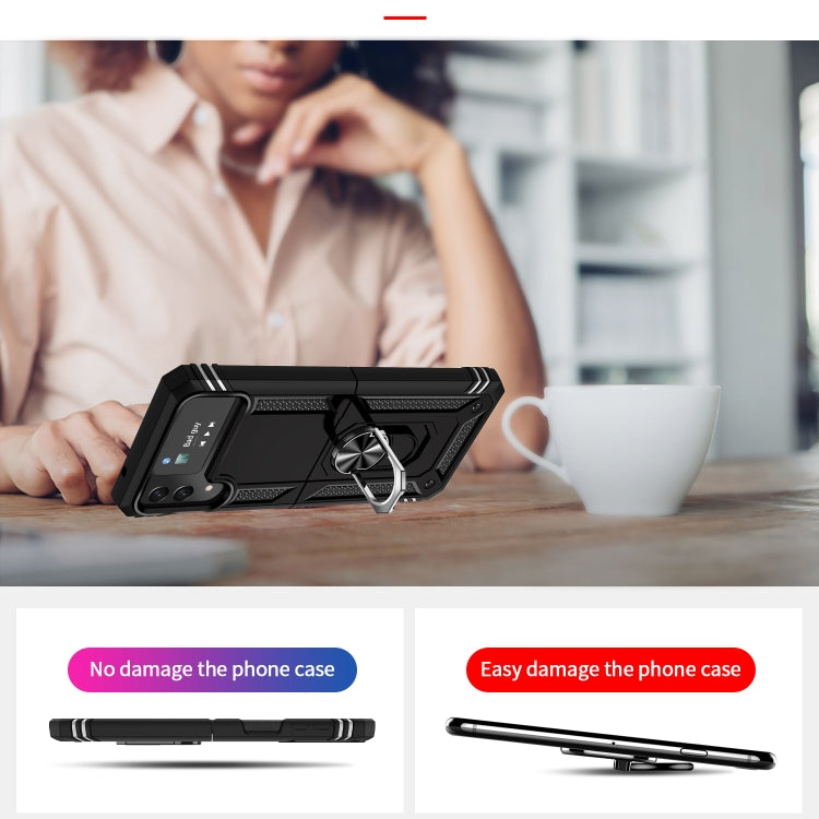 For Samsung Galaxy Z Flip4 Shockproof TPU + PC Protective Case with 360 Degree Rotating Holder(Black) - free shipping - PMC TechLife - Order now!