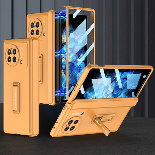 For vivo X Fold GKK Magnetic Hinge Flip Phone Case with Holder(Orange) - vivo Cases by GKK | Online Shopping South Africa | PMC Jewellery | Buy Now Pay Later Mobicred