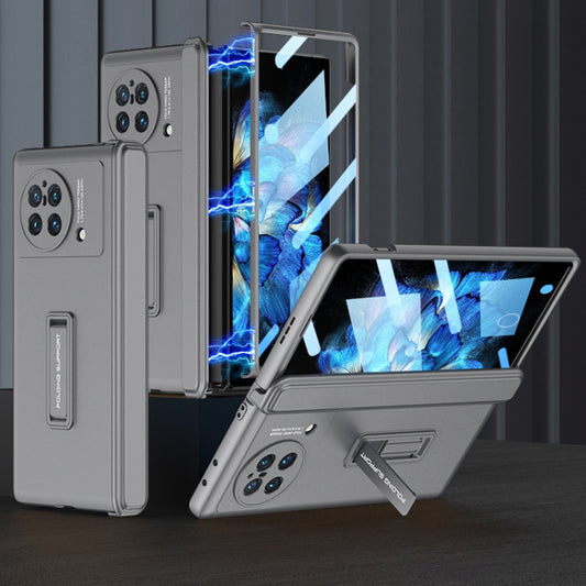 For vivo X Fold GKK Magnetic Hinge Flip Phone Case with Holder(Grey) - vivo Cases by GKK | Online Shopping South Africa | PMC Jewellery | Buy Now Pay Later Mobicred