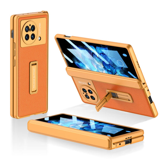 For vivo X Fold GKK Magnetic Hinge Flip Leather Phone Case with Holder(Orange) - free shipping - PMC Jewellery - Order now!