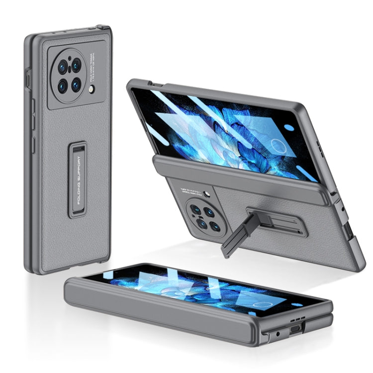 For vivo X Fold GKK Magnetic Hinge Flip Leather Phone Case with Holder(Grey) - vivo Cases by GKK | Online Shopping South Africa | PMC TechLife | Buy Now Pay Later Mobicred