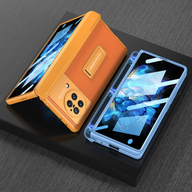 For vivo X Fold GKK Magnetic Hinge Flip Leather Phone Case with Holder(Carbon Fiber) - vivo Cases by GKK | Online Shopping South Africa | PMC TechLife | Buy Now Pay Later Mobicred