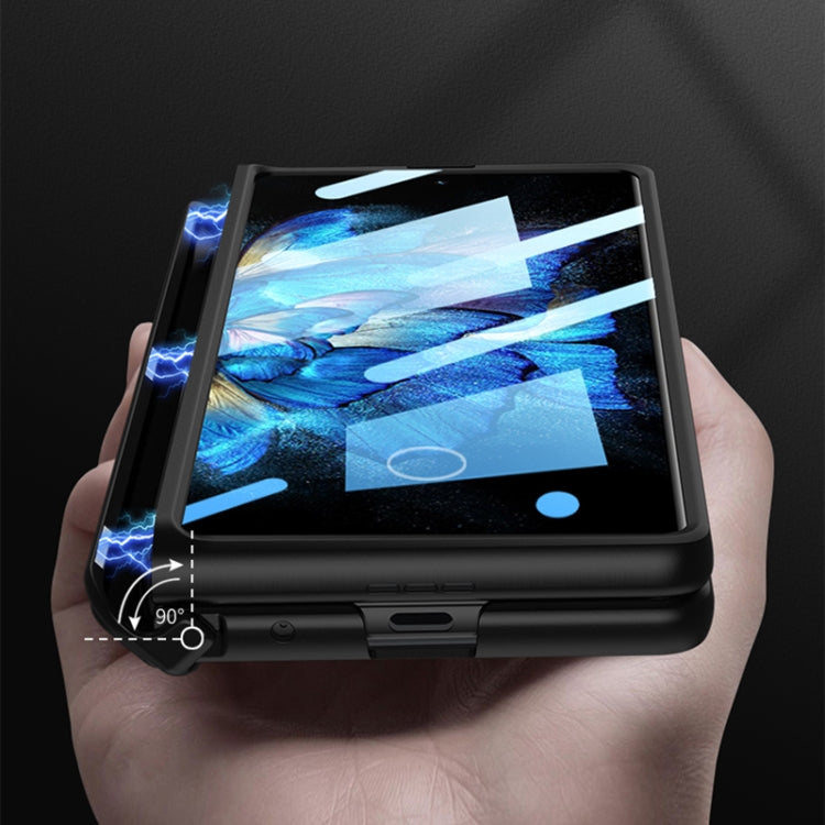 For vivo X Fold GKK Magnetic Hinge Flip Leather Phone Case with Holder(Carbon Fiber) - vivo Cases by GKK | Online Shopping South Africa | PMC Jewellery | Buy Now Pay Later Mobicred