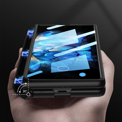 For vivo X Fold GKK Magnetic Hinge Flip Leather Phone Case with Holder(Carbon Fiber) - vivo Cases by GKK | Online Shopping South Africa | PMC Jewellery | Buy Now Pay Later Mobicred