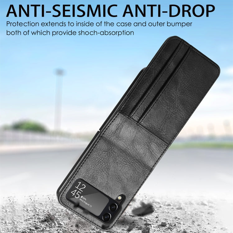 For Samsung Galaxy Z Flip4 5G Vertical Flip Card Slot Leather Phone Case(Black) - Galaxy Z Flip4 5G Cases by PMC TechLife | Online Shopping South Africa | PMC TechLife | Buy Now Pay Later Mobicred