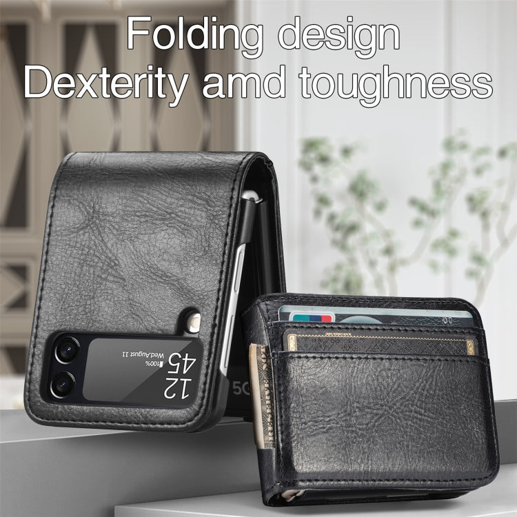 For Samsung Galaxy Z Flip4 5G Vertical Flip Card Slot Leather Phone Case(Brown) - Galaxy Z Flip4 5G Cases by PMC TechLife | Online Shopping South Africa | PMC TechLife | Buy Now Pay Later Mobicred