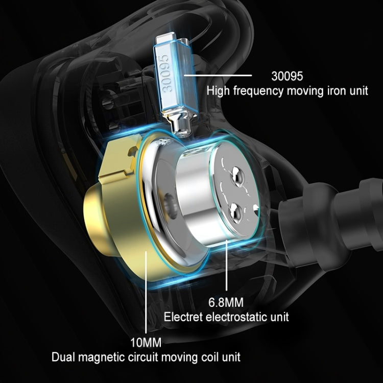 KZ-ZEX PRO 1.2m Electrostatic Coil Iron Hybrid In-Ear Headphones, Style:With Microphone(Pearl Chrome) - free shipping - PMC TechLife - Order now!