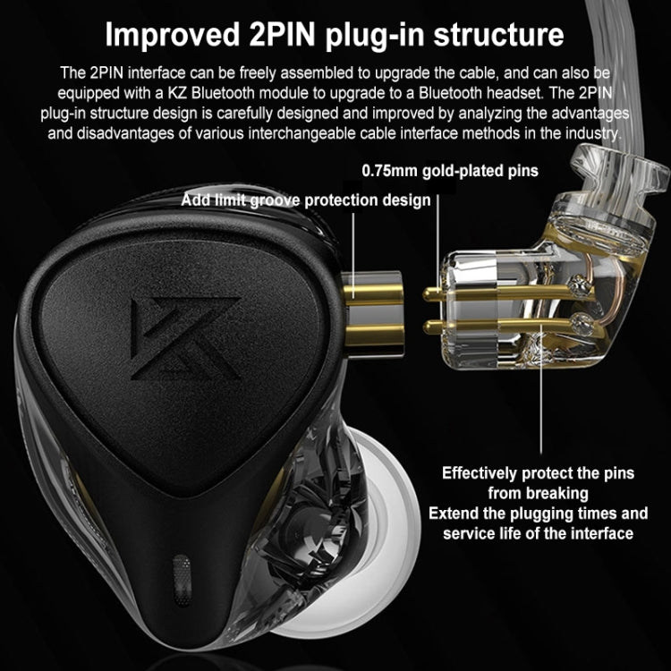 KZ-ZEX PRO 1.2m Electrostatic Coil Iron Hybrid In-Ear Headphones, Style:Without Microphone(Black) - free shipping - PMC TechLife - Order now!