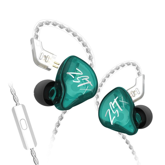KZ-ZST X 1.25m Ring Iron Hybrid Driver In-Ear Noise Cancelling Earphone, Style:With Microphone(Hyun Cyan) - free shipping - PMC Jewellery - Order now!