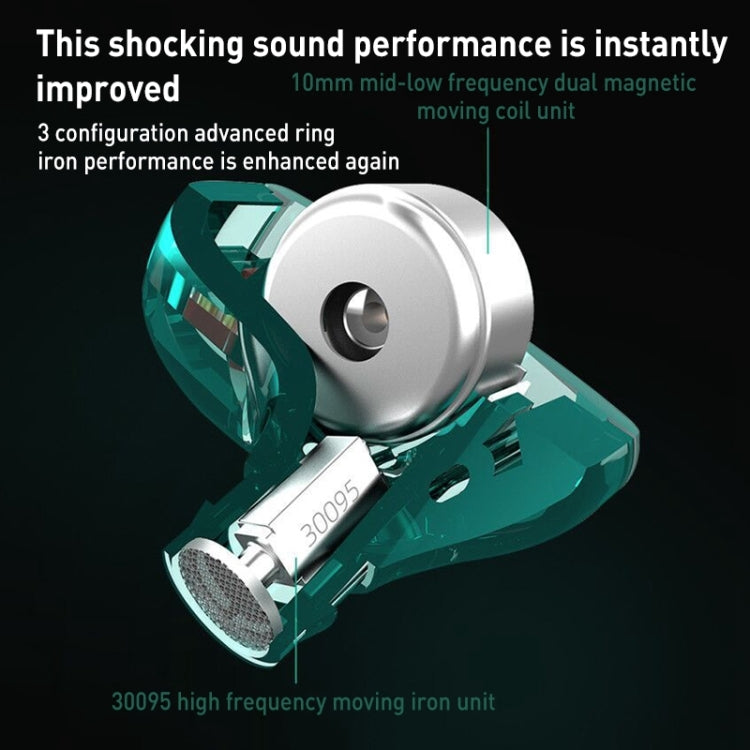 KZ-ZST X 1.25m Ring Iron Hybrid Driver In-Ear Noise Cancelling Earphone, Style:With Microphone(Colorful)