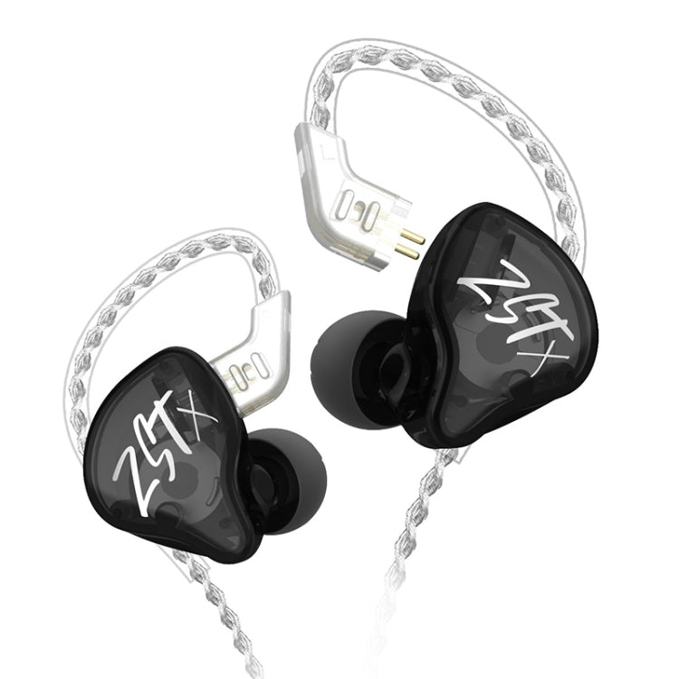 KZ-ZST X 1.25m Ring Iron Hybrid Driver In-Ear Noise Cancelling Earphone, Style:Without Microphone(Black) - free shipping - PMC TechLife - Order now!