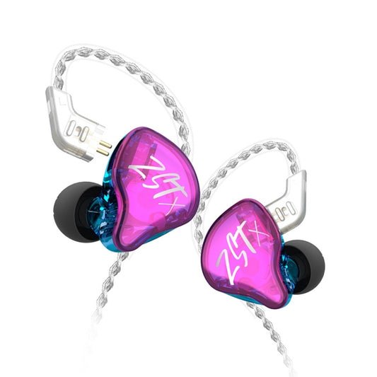 KZ-ZST X 1.25m Ring Iron Hybrid Driver In-Ear Noise Cancelling Earphone, Style:Without Microphone(Colorful) - free shipping - PMC Jewellery - Order now!