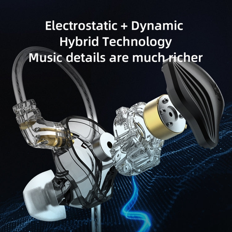 KZ-ZEX 1.2m Electrostatic Dynamic In-Ear Sports Music Headphones, Style:With Microphone(Rose Gold) - free shipping - PMC TechLife - Order now!