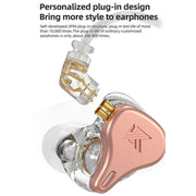 KZ-DQ6S 1.2m Three-Unit Dynamic Subwoofer In-Ear Headphones, Style:With Microphone(Pink)