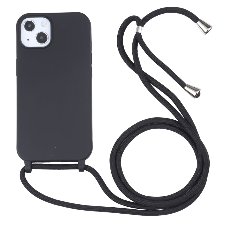 For iPhone 14 Plus Candy Colors TPU Protective Phone Case with Lanyard (Black) - free shipping - PMC TechLife - Order now!