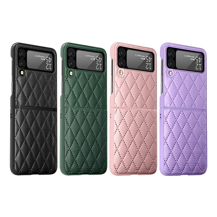 For Samsung Galaxy Z Flip4 Diamond Lattice Hinge Phone Case(Black)