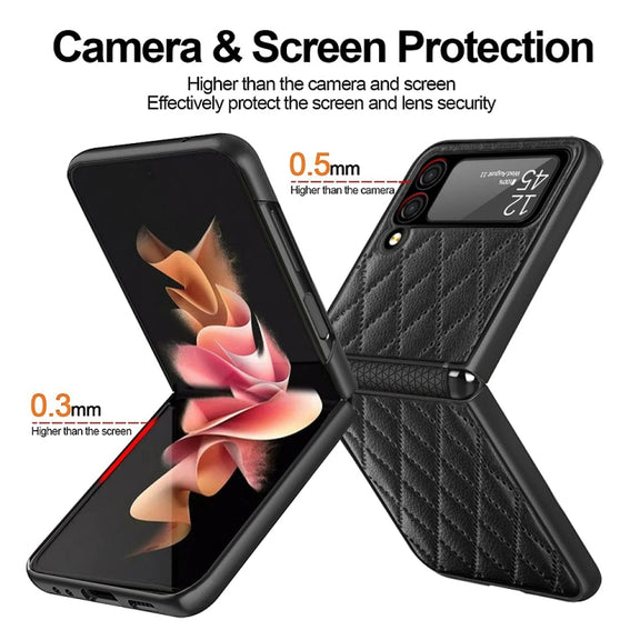 For Samsung Galaxy Z Flip4 Diamond Lattice Hinge Phone Case(Black)