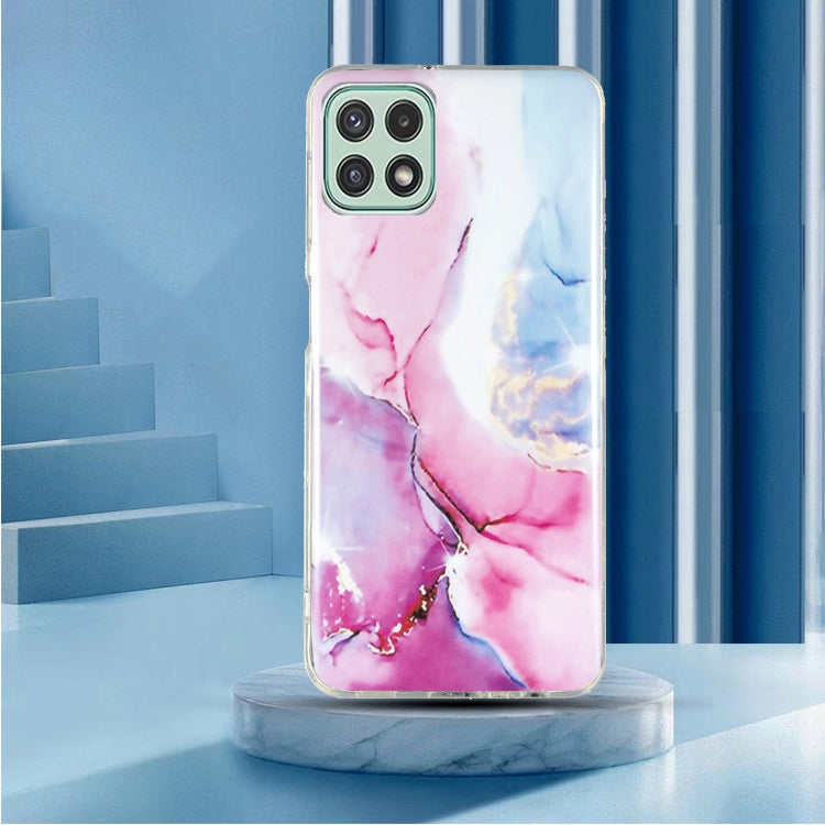 For Samsung Galaxy A22 5G IMD Marble Pattern TPU Phone Case(Pink Blue) - free shipping - PMC TechLife - Order now!