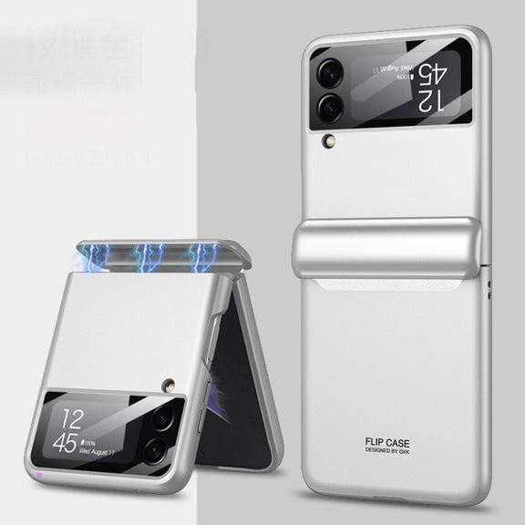 For Samsung Galaxy Z Flip4 GKK Magnetic Fold All-inclusive Protective Phone Case(Silver)