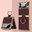 For Samsung Galaxy Z Flip4 GKK Weave Texture Electroplating Protective Phone Case(Brown) - free shipping - PMC TechLife - Order now!