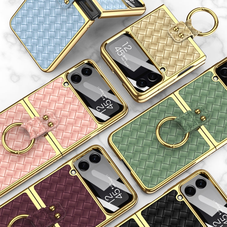 For Samsung Galaxy Z Flip4 GKK Weave Texture Electroplating Protective Phone Case(Gold) - Galaxy Z Flip4 5G Cases by GKK | Online Shopping South Africa | PMC TechLife | Buy Now Pay Later Mobicred