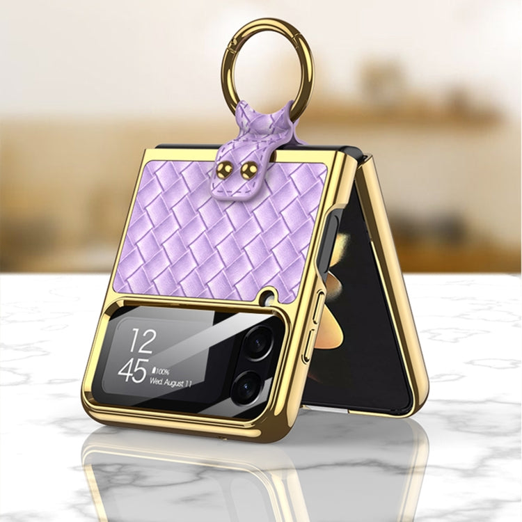 For Samsung Galaxy Z Flip4 GKK Weave Texture Electroplating Protective Phone Case(Purple)