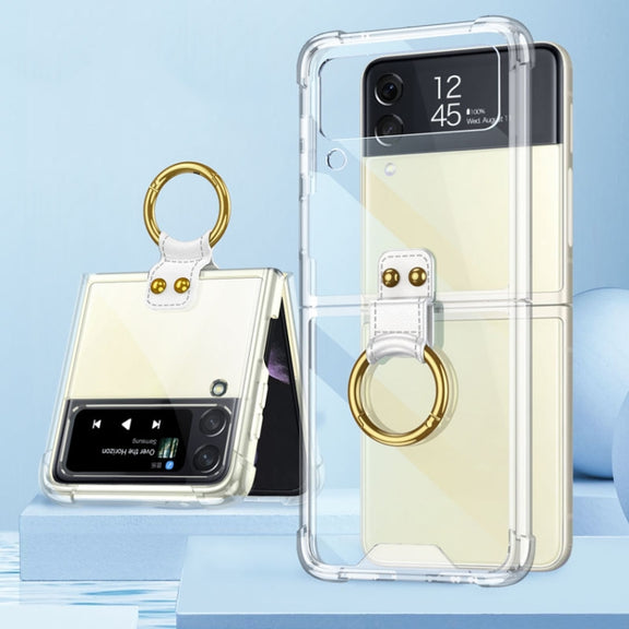 For Samsung Galaxy Z Flip4 GKK Airbag Protective Phone Case with Ring(Transparent)