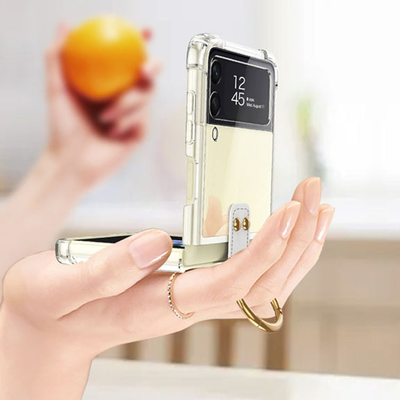 For Samsung Galaxy Z Flip4 GKK Airbag Protective Phone Case with Ring(Transparent)