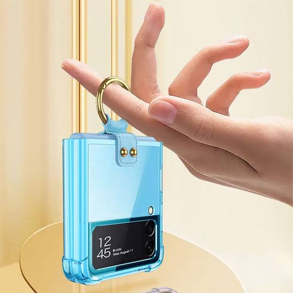 For Samsung Galaxy Z Flip4 GKK Airbag Protective Phone Case with Ring(Transparent)