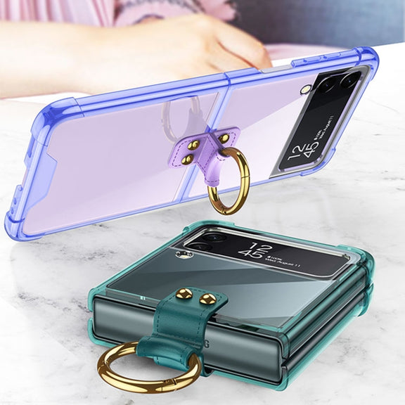 For Samsung Galaxy Z Flip4 GKK Airbag Protective Phone Case with Ring(Transparent)