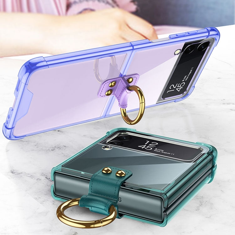 For Samsung Galaxy Z Flip4 GKK Airbag Protective Phone Case with Ring(Transparent)