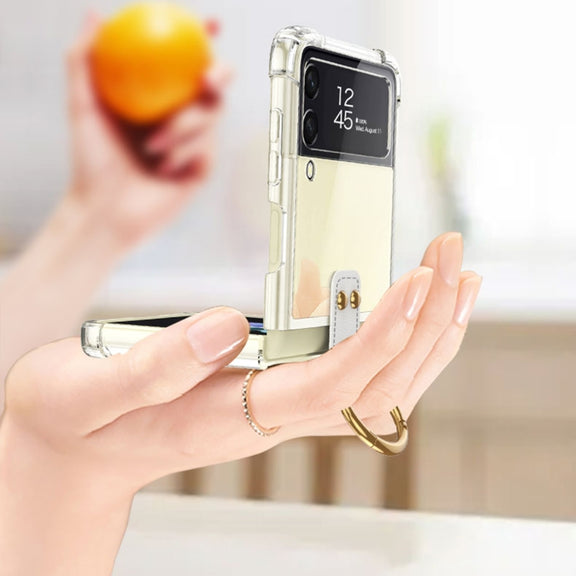 For Samsung Galaxy Z Flip4 GKK Airbag Protective Phone Case with Ring & Pen(Purple)