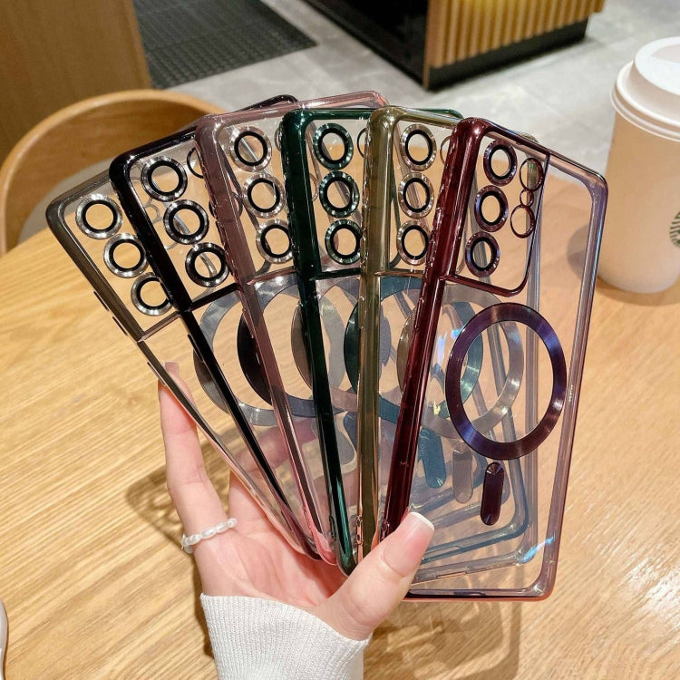 For Samsung Galaxy S22 Ultra 5G Electroplated Frame MagSafe Magnetic Phone Case(Black) - Galaxy S22 Ultra 5G Cases by PMC TechLife | Online Shopping South Africa | PMC TechLife