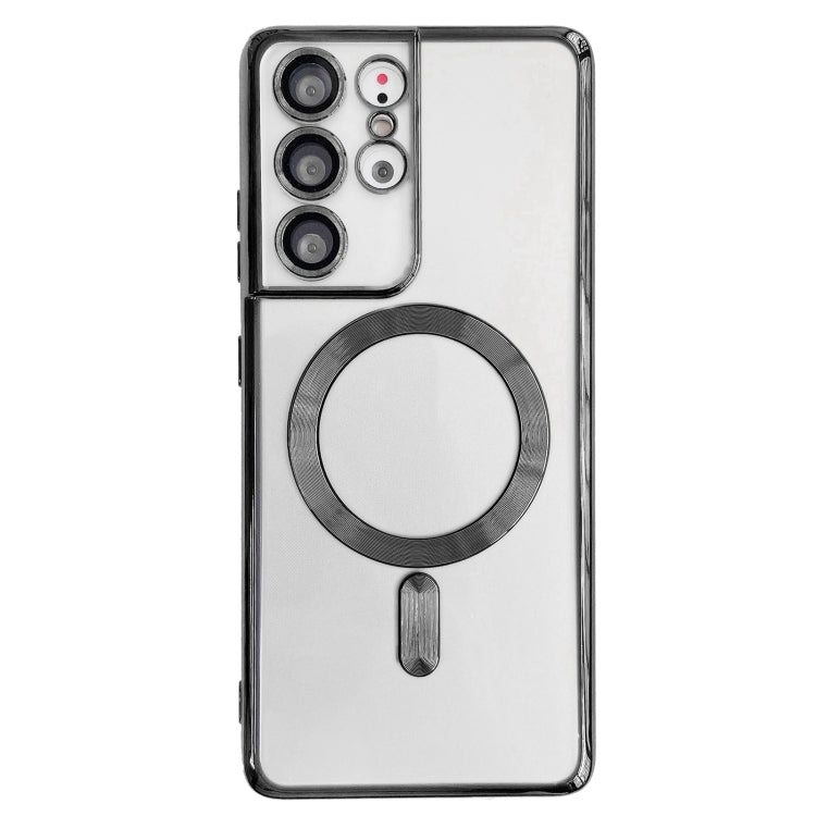 For Samsung Galaxy S21 Ultra 5G Electroplated Frame MagSafe Magnetic Phone Case(Black) - Galaxy S21 Ultra 5G Cases by PMC TechLife | Online Shopping South Africa | PMC TechLife