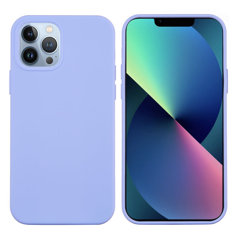 For iPhone 14 Pro Max Solid Color Silicone Phone Case (Purple)