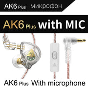 QKZ AK6 PLUS HiFi Bass Detachable Audio Cable Dynamic Heavy Bass Wired Earphone, Style:with Mic(White)