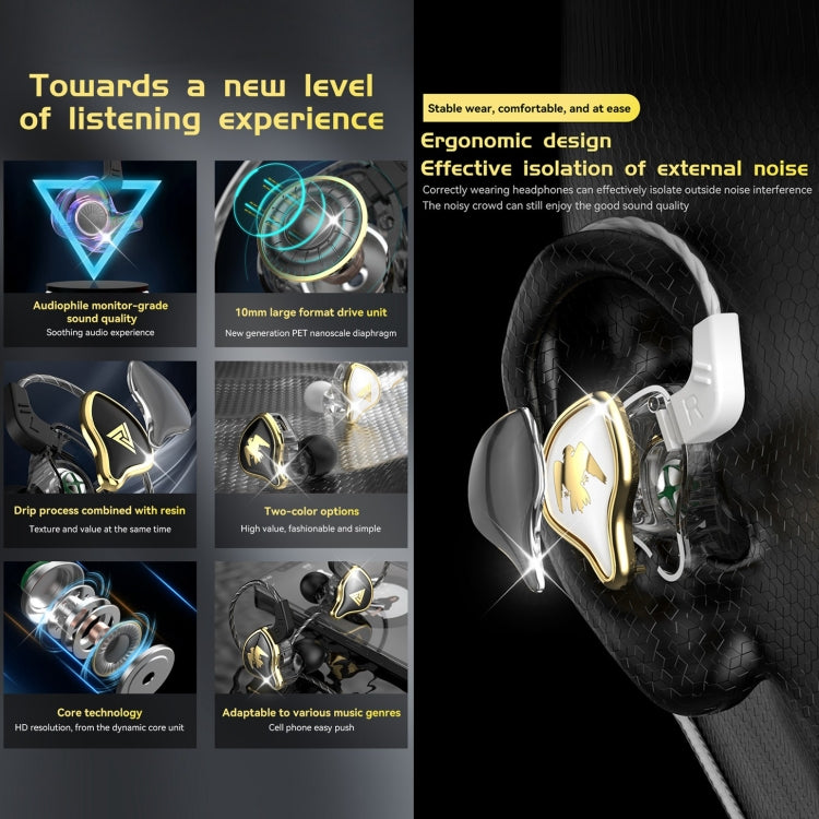 QKZ AK6-Ares Sports In-ear HIFI Wired Control Earphone with Mic(White) - In Ear Wired Earphone by QKZ | Online Shopping South Africa | PMC TechLife | Buy Now Pay Later Mobicred