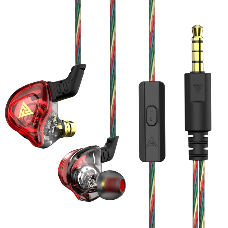 QKZ DMX Sports In-ear HIFI 3.5mm Wired Control Earphone with Mic(Black Red) - In Ear Wired Earphone by QKZ | Online Shopping South Africa | PMC TechLife