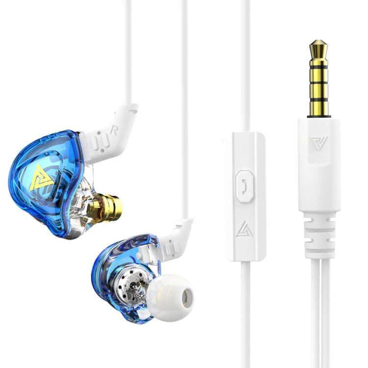 QKZ DMX Sports In-ear HIFI 3.5mm Wired Control Earphone with Mic(Transparent Blue) - In Ear Wired Earphone by QKZ | Online Shopping South Africa | PMC TechLife | Buy Now Pay Later Mobicred