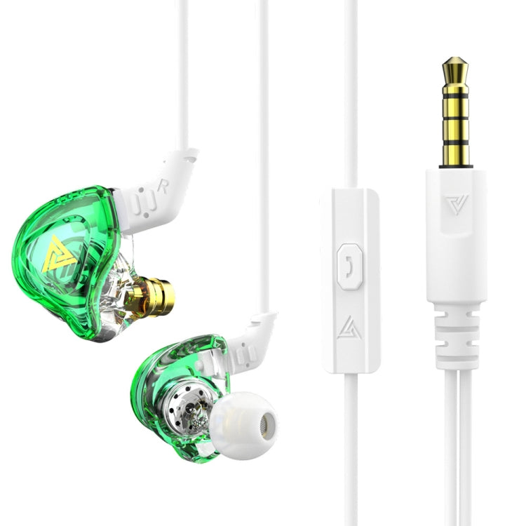 QKZ DMX Sports In-ear HIFI 3.5mm Wired Control Earphone with Mic(Transparent Green) - In Ear Wired Earphone by QKZ | Online Shopping South Africa | PMC TechLife