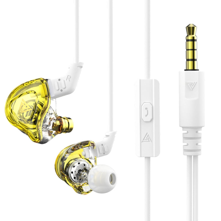 QKZ DMX Sports In-ear HIFI 3.5mm Wired Control Earphone with Mic(Transparent Yellow) - In Ear Wired Earphone by QKZ | Online Shopping South Africa | PMC TechLife | Buy Now Pay Later Mobicred