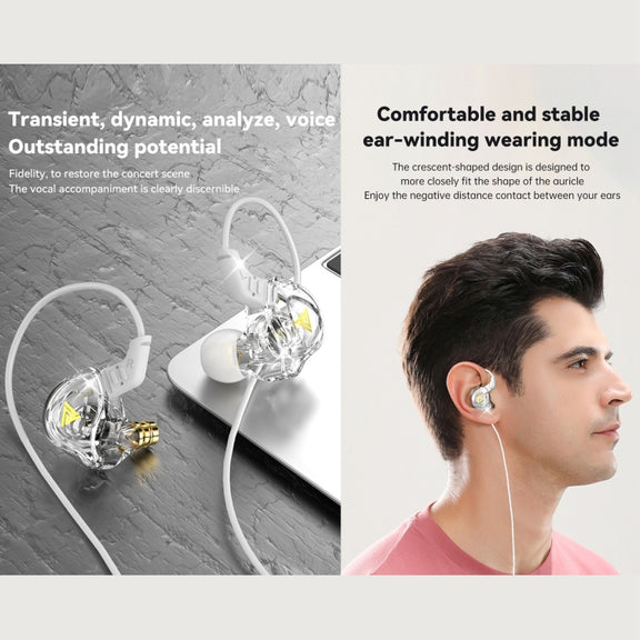 QKZ DMX Sports In-ear HIFI 3.5mm Wired Control Earphone with Mic(Transparent)