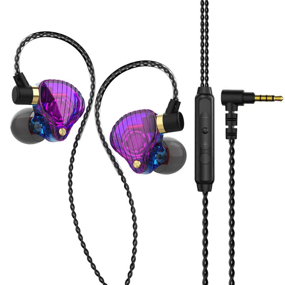 QKZ SK3 3.5mm Sports In-ear Wired HIFI Bass Stereo Sound Earphone with Mic(Blue Purple)