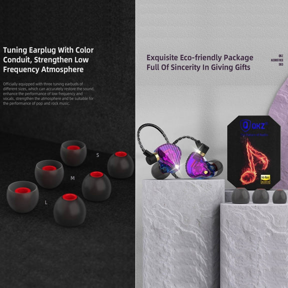 QKZ SK3 3.5mm Sports In-ear Wired HIFI Bass Stereo Sound Earphone with Mic(Blue Purple)