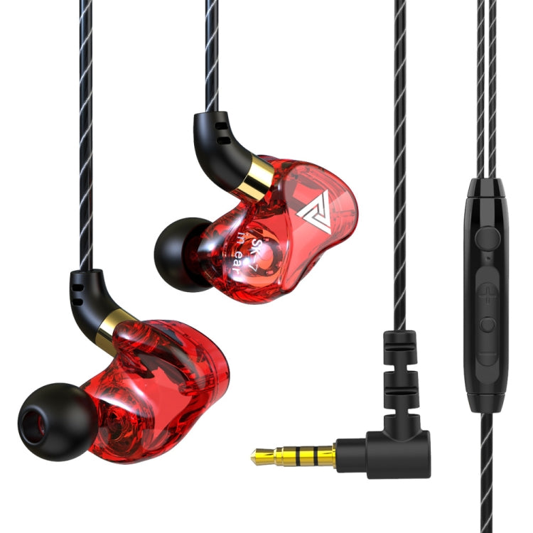 QKZ SK7 3.5mm Sports In-ear Copper Driver Wired HIFI Stereo Earphone with Mic(Red) - In Ear Wired Earphone by QKZ | Online Shopping South Africa | PMC TechLife