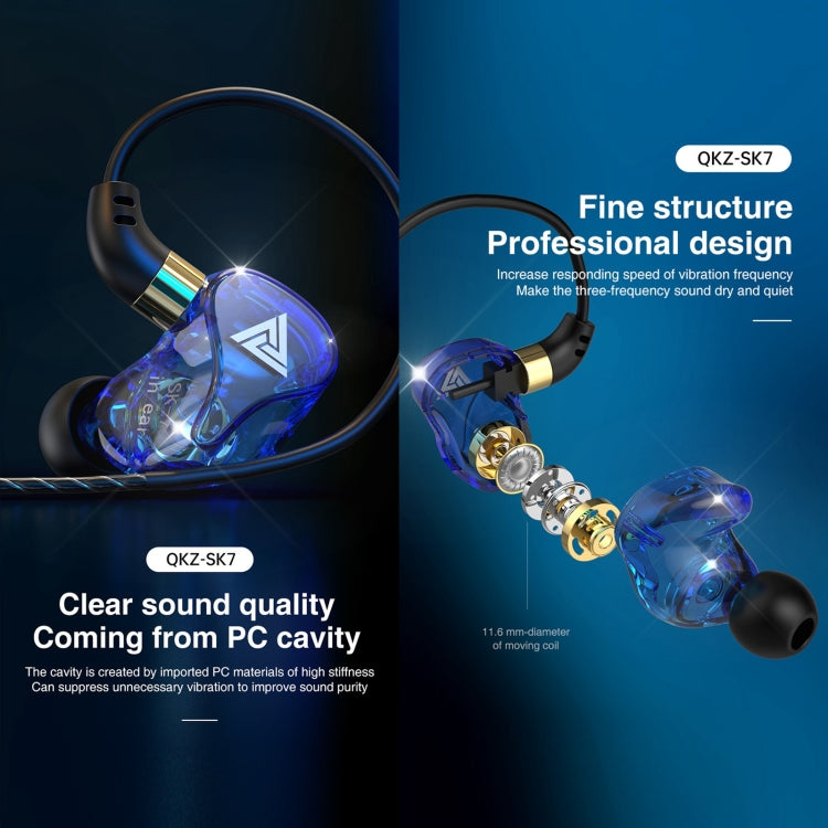 QKZ SK7 3.5mm Sports In-ear Copper Driver Wired HIFI Stereo Earphone with Mic(Dark Blue) - In Ear Wired Earphone by QKZ | Online Shopping South Africa | PMC TechLife | Buy Now Pay Later Mobicred