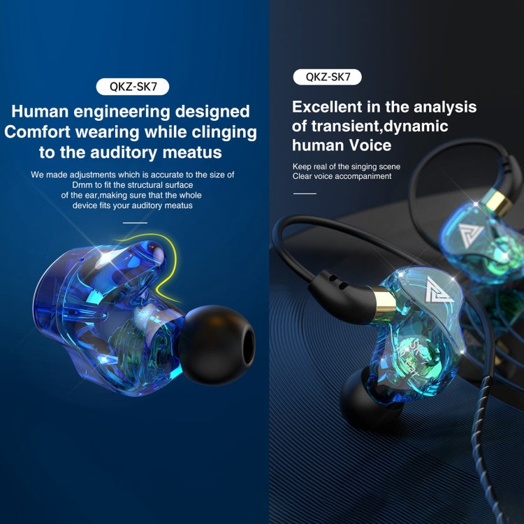 QKZ SK7 3.5mm Sports In-ear Copper Driver Wired HIFI Stereo Earphone with Mic(Black) - In Ear Wired Earphone by QKZ | Online Shopping South Africa | PMC TechLife | Buy Now Pay Later Mobicred