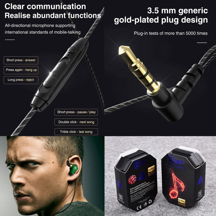 QKZ SK7 3.5mm Sports In-ear Copper Driver Wired HIFI Stereo Earphone with Mic(Green) - In Ear Wired Earphone by QKZ | Online Shopping South Africa | PMC TechLife | Buy Now Pay Later Mobicred