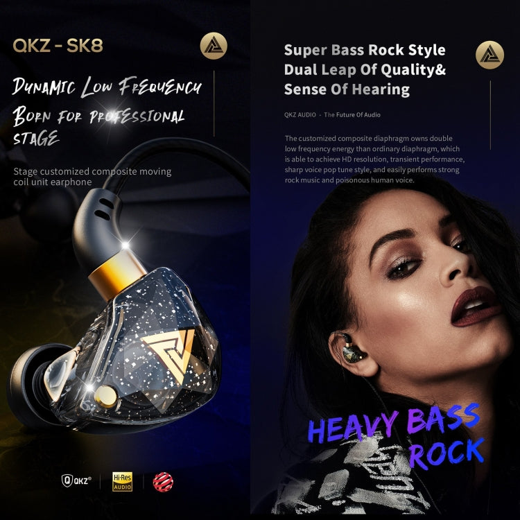 QKZ SK8 3.5mm Sports In-ear Dynamic HIFI Monitor Earphone with Mic(Black) - In Ear Wired Earphone by QKZ | Online Shopping South Africa | PMC TechLife | Buy Now Pay Later Mobicred